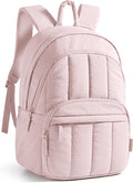 BAGSMART Womens Backpack Travel Laptop Backpack for Women, Quilted College Laptop Bookbag, Work Back Pack for Women, Cute Computer Water-Resistant Casual Daypack, Puffer Soft Pink