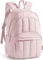 BAGSMART Womens Backpack Travel Laptop Backpack for Women, Quilted College Laptop Bookbag, Work Back Pack for Women, Cute Computer Water-Resistant Casual Daypack, Puffer Soft Pink
