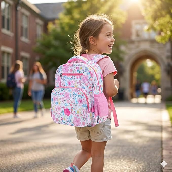 RHCPFOVR Kids Backpack for Girls - Girls Backpack 3-8 Ages Butterfly for Kids 15 Inch School Bookbag for Kindergarten Elementary School Bookbag for Girl 1st 2nd Grade