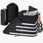 CherryNow Compression Packing Cubes, 7 Set Packing Cubes for Travel, Suitcase Organizers, Luggage Essentials, Travel Bags for Shoes, Clothing, Black