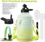 DYSANKY Insulated Water Bottle | Thickened Stainless Steel Vacuum Metal | Portable Sports Half Gallon Large Water Jug for Gym and Hiking with Straw, Carrier Bag, Handle Strap | BPA-Free 64 oz