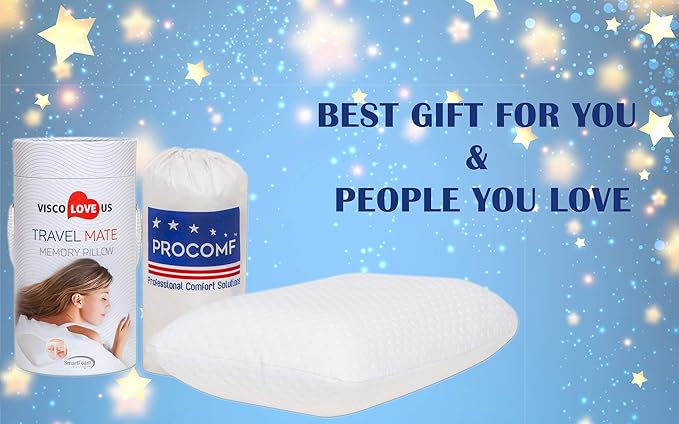 ProComf Travel and Camping Mate/Baby/Kid's/Teen's/Adult's Memory Foam Pillow (Snow White with Covers)