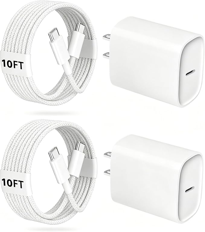 Phone 17 16 15 Pro Charger Fast Charging, 20W USB C Fast Charger Block with 10FT Long Type C Chargers Fast Charging Cable Cord for Phone 17/17 Pro/17 Pro Max/Air/16 Pro Max/16 Pro/15Pro-Braided