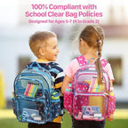 Bagseri Clear Backpack for Girls - 15 Inch Heavy Duty Kids Clear Bookbag for Kindergarten to Grade 2, Transparent School Bag with Reflective Strip, Fits Folders, Rose Pink Butterfly