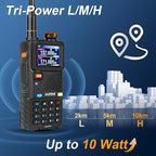 Ham Radio BAOFENG Radio 5RH PRO GPS APRS 10W High Power(4PCS Batteries, 8 Antennas) Walkie Talkies Long Range, Air Band, NOAA Emergency Weather Alarm for Survival Gear Hunting Camping 2 Pack Full Kit