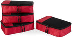 Amazon Essentials 4-Piece Space-Saving Packing Cubes Travel Accessories Set, Luggage Organizer with Double Zipper, Mesh Top, Small, Red (Previously Amazon Basics)