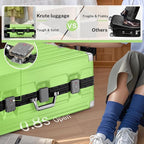 Krute Aluminum Frame Luggage 28 Inch Checked Suitcase with Spinner Wheels TSA Approved No Zipper Hard Shell Luggage PC+ABS Travel Suitcase Green