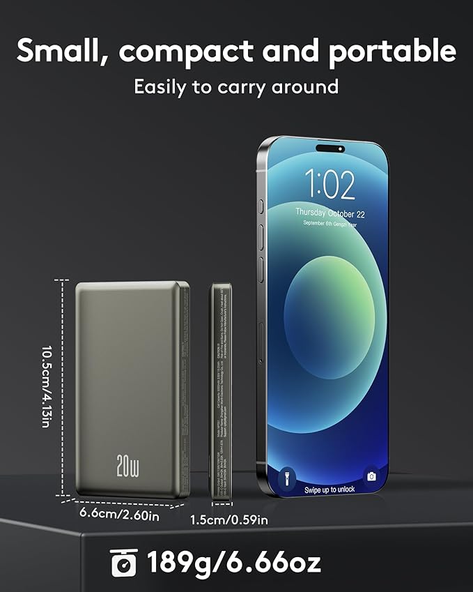 for Magsafe Battery Pack, 10000mAh Slim Wireless Magnetic Power Bank with USB C Charging, Travel Essential for Magsafe Portable Charger Compatible with iPhone 17/16/15/14/13/12 Serie