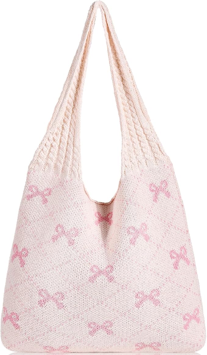 WantGor Crochet Bags, Beach Mesh Tote Bag Womens Shoulder Shopping Handbag Casual Travel Totes Bag Foldable Hobo Bags