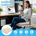 TranquilRelax XLarge Seat Cushion, Memory Foam Cushion for Long Sitting Hours on Office Chair, Home & Car, Non-Slip Chair Pad for Relieving Back & Sciatica & Hip & Coccyx Pain (Khaki)
