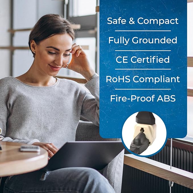 OREI World (USA, UK, China & More) to India (Type D) Travel Adapter Plug - 2 in 1 - CE Certified - RoHS Compliant - 4 Pack - White Color (DB-10-4PK) (Beige)