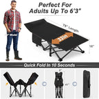 ABORON 2PK XXL Camping Cot for Adults 900LBS - 78"×32" Oversized Folding Bed with Mattress Pad, Heavy Duty 1200D Oxford Outdoor Cot with Carry Bag
