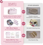 BOYATU Travel Makeup Bag Organizer Cosmetic Bag: 3 Pcs Set Make up Bags for Women with Handle - Waterproof Vegan Leather Toiletry Bags Travel Essentials Pouch with Compartments (H-05-Pink)