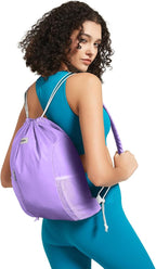 WANDF Drawstring Backpack with Shoulder Pad Sports Gym Backpack with Mesh Pocket String Bag for Women Men (Purple)