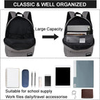 SUPACOOL Casual Laptop Backpack for Men and Women, Backpack for College, USB Charging Port, Lightweight Pack Back(Light grey)