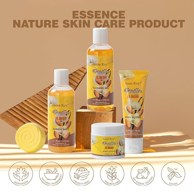 Mothers Day Gifts for Women, Bath & Body Gift Set, 20pcs Vanilla Honey Almond Scents Bath Gift Baskets Home Spa Gift, Bath Spa Kit For Women and Men, Spa Bath Gift Basket, Bath Kit Set, Spa Gifts