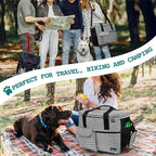 PetAmi Dog Travel Bag, Travel Pet Bag Organizer, Dog Food Travel Bag with Container Collapsible Bowls, Pet Travel Supplies Gift Accessories Weekend Camping, Puppy Cat Diaper Bag, Stripe Black Large