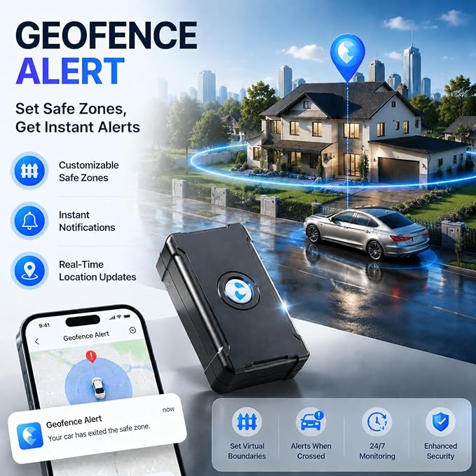 4G GPS Tracker for Vehicles, up to 3 Months Battery Life 6000mah, 10S Realtime Tracking, Geo-Fence, Strong Magnetic Car Tracker Device Hidden Tracking Devices for Cars Motorbycles, Subscription Needed