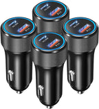 USB C Car Charger 4-Pack, OKRAY 36W Dual USB PD3.0&QC3.0 Fast Charging Phone Car Chargers 12v Cigarette Lighter Adapter Compatible for iPhone 17 16 15 14 13 12 Pro, Samsung Galaxy S25 S24 A35, Pixel 9