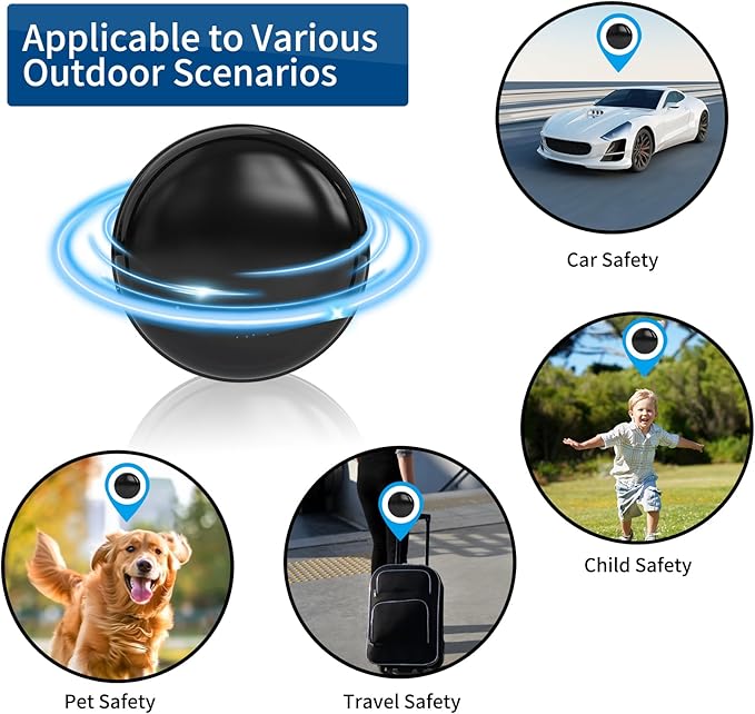 Mini GPS Tracker for Vehicles - No Monthly Fee Car Tracker with Anti-Loss, Location History & Long Battery Life, Compatible with Android ﻿ ﻿ (Black)