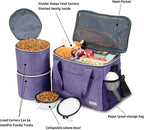 BAGLHER Dog Travel Bag Backpack Pet Supplies Backpack 5-Piece Set with Shoulder Strap 2 Lined Pet Food Containers 2 Foldable Feeding Bowls Essential Kit for Pet Travel