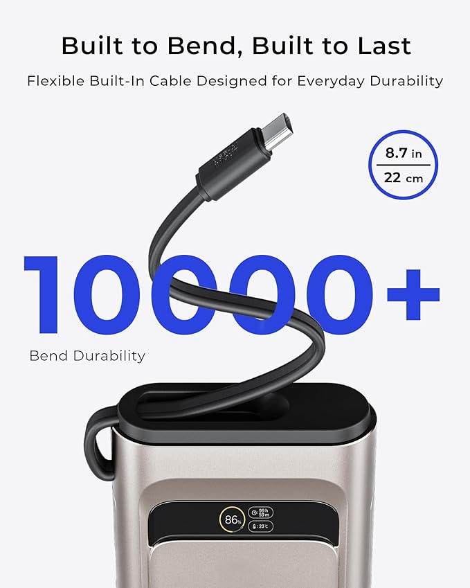 2026 FIFA Licensed 190W 20000mAh Power Bank for Laptop Portable Charger,3-Port USB-C PD Fast Charging Battery Pack with Built-in Retractable Cables for MacBook,Cell Phones,iPhone,iPad,Android,Samsung