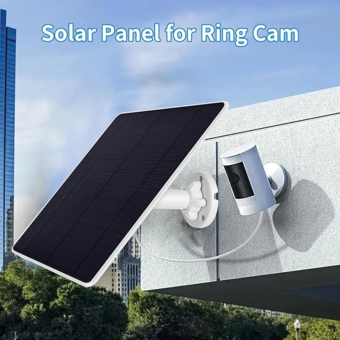 Ring Camera Solar Panel Charger, Compatible with Stick Up Cam, Stick Up Cam Pro, Spotlight Cam Plus/Pro, 5W5V, Weatherproof, 3M/9.8FT Cable (1Pack)