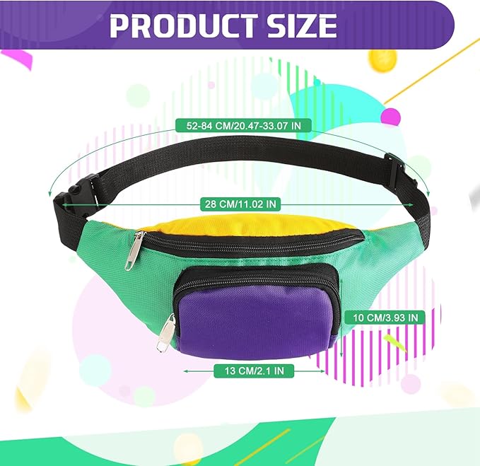 Abbylike 4th of July Fanny Packs Adjustable Waist Bags Party Outfit Accessories for Women Men Travelling Outdoors Cycling(Mardi Style,6 Pcs)