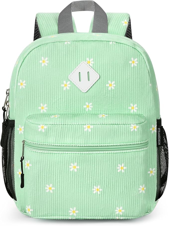 STEAMEDBUN Corduroy Toddler Backpack for Girls Boys 2-4, Kids Preschool Backpack for Kindergarten - Daisy