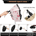 ALAZA Folding Umbrella Kawaii Axolotl Pink Animal Compact Travel Umbrella Automatic Open Close, Inverted Umbrellas for Rain Windproof UV Protection Sun Umbrellas