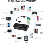 Portable AA Battery Travel Charger for Samsung Galaxy J7 (2018) and Emergency Re-Charger with LED Light! (Takes 2 AA Batteries) [Black]