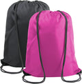 BeeGreen Black Pink Drawstring Backpack Bags Bulk 2 Pack X-Large 22.4" L x 17.5" W Sports Cinch Sack Gym String Bags Machine Washable Heavy Duty String Backpack For Men Women