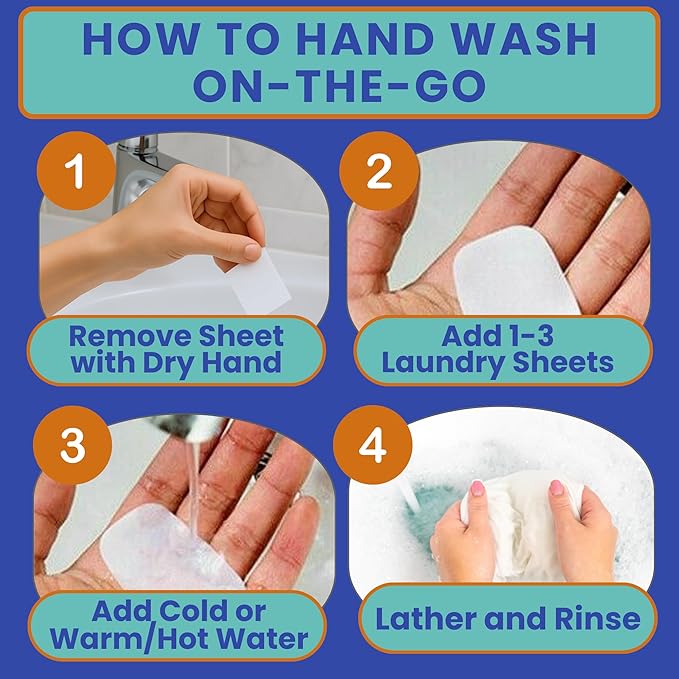 Travel Laundry Detergent Sheets Kit – 2-Size Travel Detergent Sheets + Lightweight Clothesline, Universal Sink Stopper & Foldable Laundry Bag Great for Hotels, Cruises, Camping & Trips