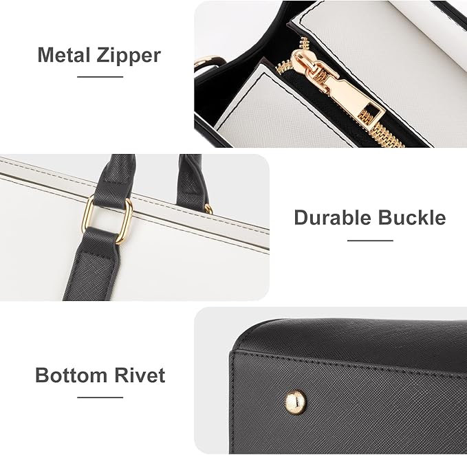 MOSISO Laptop Tote Bag for Women, 15.6 inch Waterproof PU Leather Work Bag with Clutch Purse & Bowknot, Large Capacity Handbag Shoulder Computer Bags Work Briefcase for Business Teacher Office, Gray