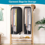 KIMBORA 10" Gusseted Clear Garment Bags for Hanging Clothes Storage, 43" Suit Bags for Closet Storage with Handles, Garment Covers for Coats, Jackets, Sweaters (2 Packs, Black)