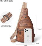 LATMAP Sling Bag For Women Faux Leather Small Casual Daypack Backpack Fanny Pack Crossbody Chest Bags Purse