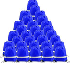 BeeGreen 30 Pieces Royal Blue Drawstring Backpacks Bags Bulk Reflective Cheap Gym Sack Pack Sports Cinch Bag