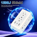 Wall Outlet Extender with USB Charging Ports 9 in 1 Plug Extension Block Multiple AC Outlets Splitter Power Hub Wall Tap 1500J Surge Protection Night Light Dusk to Dawn Sensor Switch ETL Listed