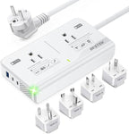 BESTEK 220V to 110V Voltage Converter US to Europe, 2000W Universal Travel Adapter with 2 USB C Ports & 1USB-A Port, International Travel Adapter for Hair Straightener
