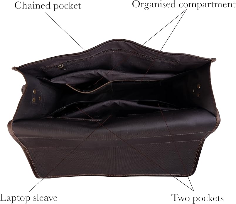 URBAN DEZIRE 16 inch Leather Messenger Bag Brown Vintage Satchel Genuine Laptop Computer Office Shoulder Handmade Briefcase for Men