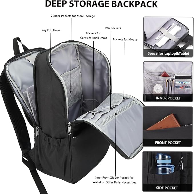 MAXTOP Laptop Backpack Bookbag Backpack Business Anti-theft Backpacks[Water Resistant] Work College Business Travel Computer Backpack for Men Women Fits up to 17" Notebook