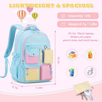 Kids Backpack, Backpack for Girls for Elementary School Multiple Pockets Ages 6-10(Blue)