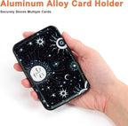 Mayski Credit Card Holder, RFID Blocking, Aluminum Alloy Hard Case, Small Mini Business Metal Wallet for Women Men, Sun Moon