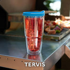 Tervis Clear & Colorful Tabletop Made in USA Double Walled Insulated Tumbler Travel Cup Keeps Drinks Cold & Hot, 24oz - 2pk, Clear