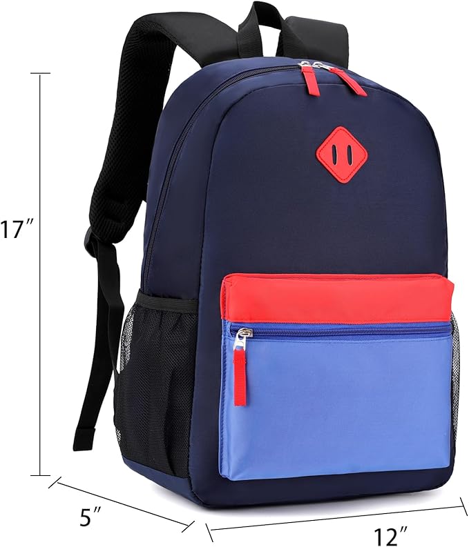 Backpack Set for Girls Boy Kids Backpack with Lunch Box for Elementary Primary Kindergarten School Bag (Navy Blue Set, Large)