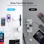 [2026 Updated] USB C Fast Charger, 100W GaN 6 Port Type C Charging Station Hub Block Cube, USB C Wall Charger Power Strip Adapter Plug for iPad iPhone 17 16 15 14 Pro Max Pixel Note Galaxy, 5ft Cord