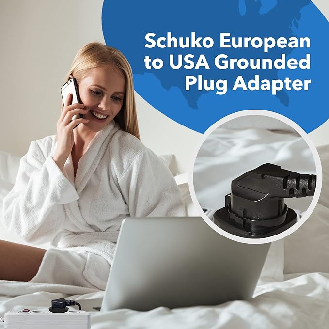 OREI Europe to US Plug Adapter, Grounded European to USA Adapter, American Outlet Plug Adapter, EU to US Adapter, Europe to USA Travel Plug Converter (3 Pack) GP-95