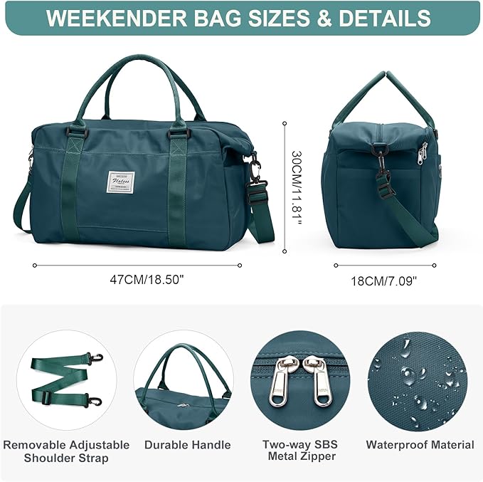 HYC00 Travel Duffel Bag,Carry-on Overnight Weekender Bags for Women,Sports Tote Gym Bag with Wet Pocket