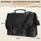 IGOLUMON Messenger Bag for Men 15.6 inch Vintage Leather Waterproof Laptop Briefcase for Men Large Computer Laptop Bag Leather Satchel Bag Retro Shoulder Bag for Office Business Travel College, Black
