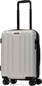 NONSTOP NEW YORK Luggage Expandable Spinner Wheels hard side shell Travel Suitcase Lightweight, TSA Lock, Double USB Port (Silver, Carry-On 20-Inch)